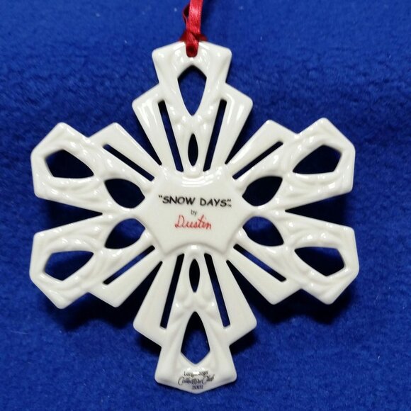 Longaberger Snow Days 2001 Dustin Snowflake Ornament Collector's Club In Box - Picture 3 of 10